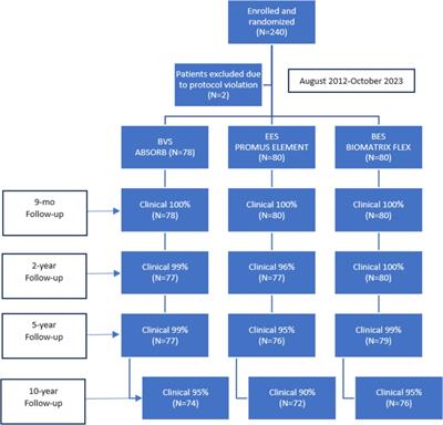 Ten-year clinical outcomes of everolimus- and biolimus-eluting coronary stents vs. everolimus-eluting bioresorbable vascular scaffolds—insights from the EVERBIO-2 trial